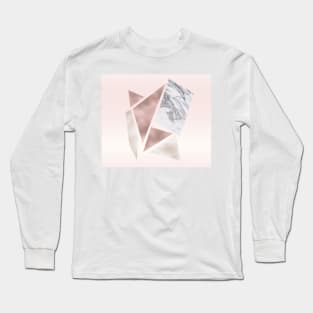 Abstract rough cut stones - rose gold grey skies Long Sleeve T-Shirt